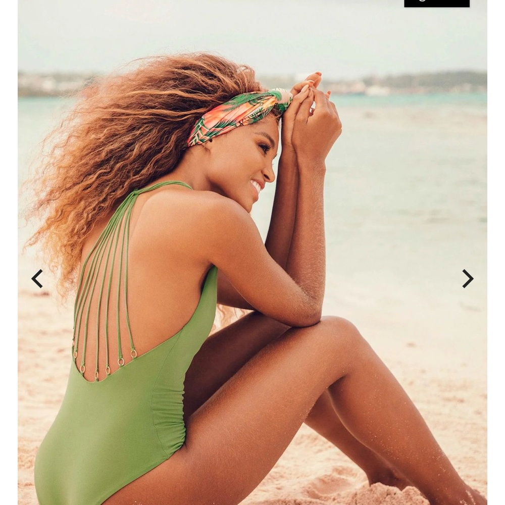 Vibrant Green One Piece Swimsuit with V-Neckline